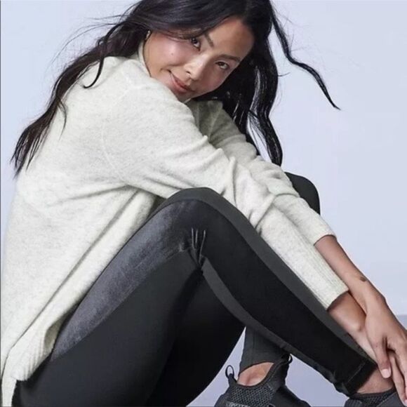 Athleta Velvet Stripe Black Metro Tux Pant Leggings S - Picture 2 of 9